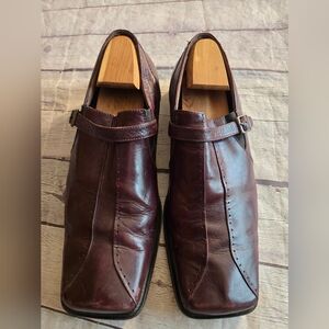 FRATELLI MEN'S LEATHER SLIP-ON SQUARE TOE MONK STRAP CORDOVAN SIZE 12